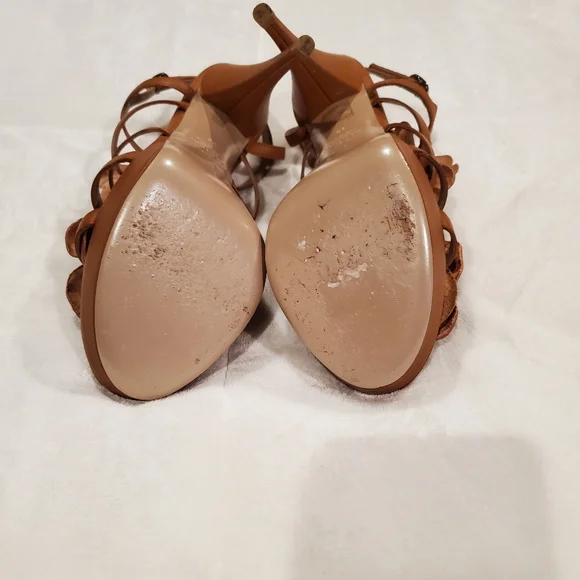 Valentino Garavani Tan Leather High-heeled Sandals - Picture 9 of 10
